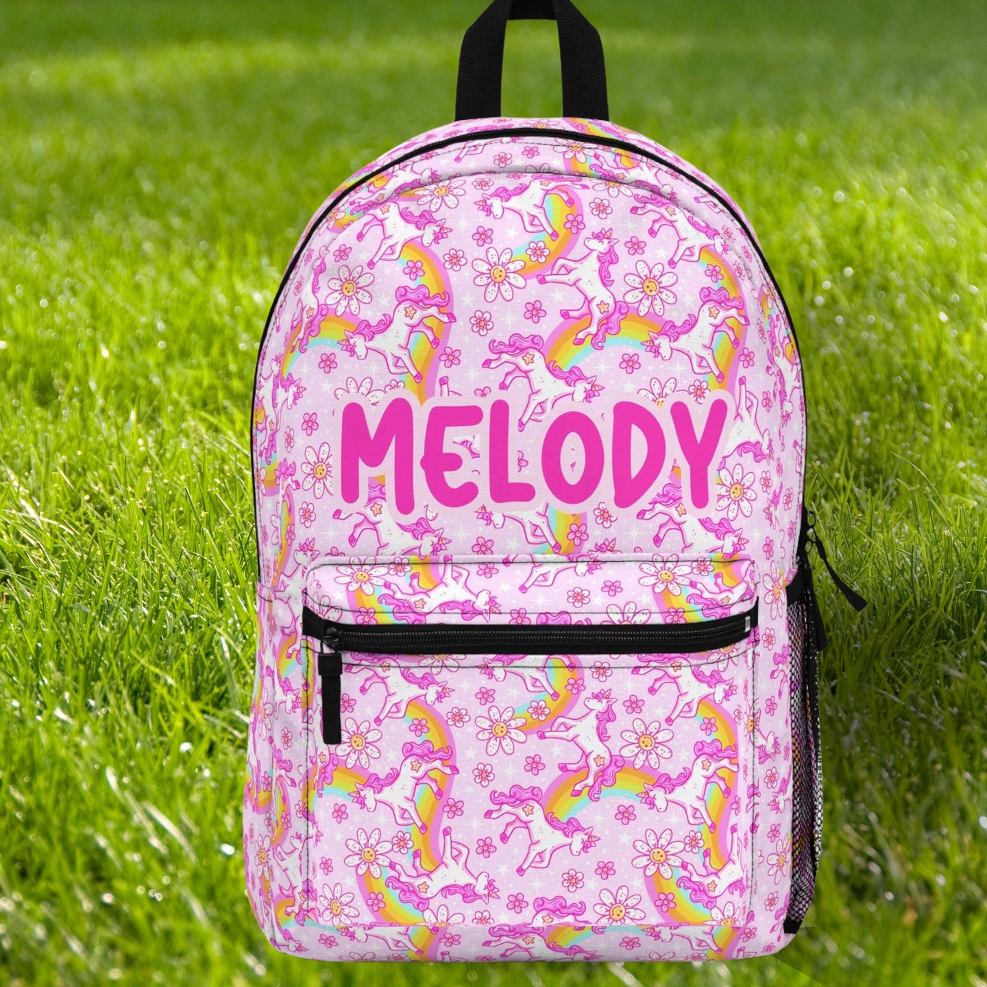 Personalized Kids School Backpack Pink Unicorn