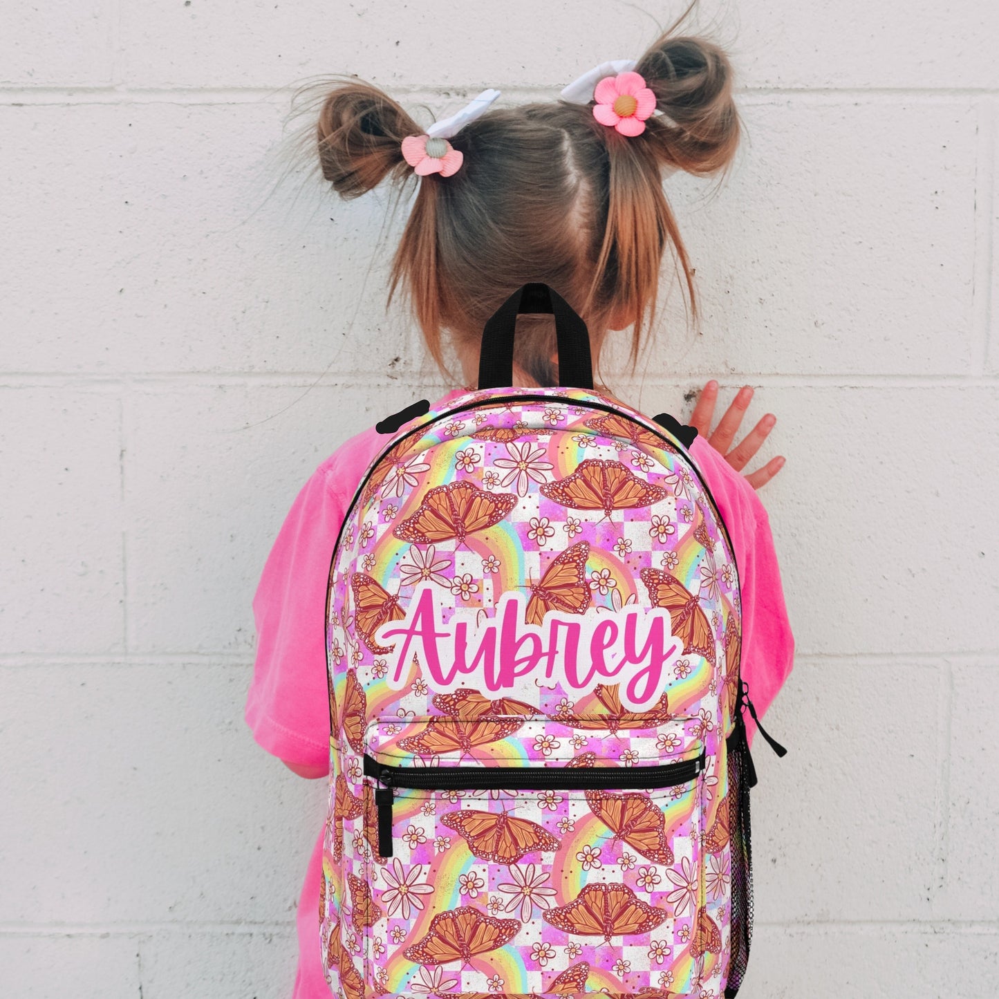 Personalized Kids School Backpack Butterfly Rainbows