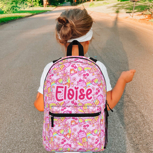 Personalized Pink Kids School Backpack