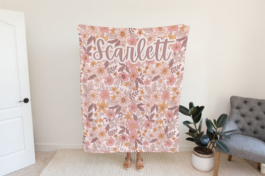 Personalized Boho Floral Blanket