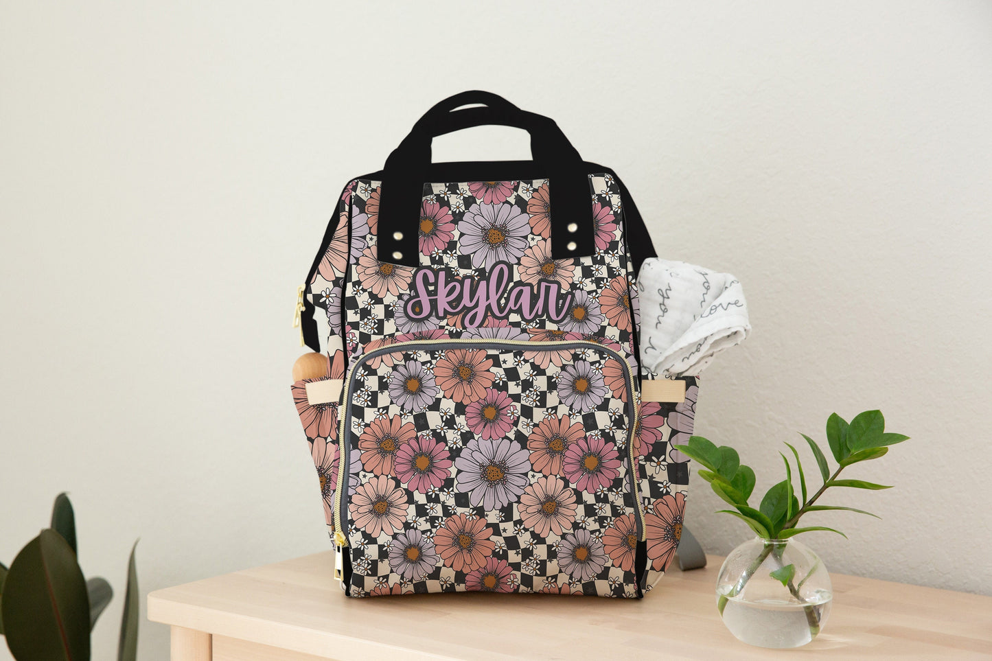 Personalized Floral Diaper Backpack