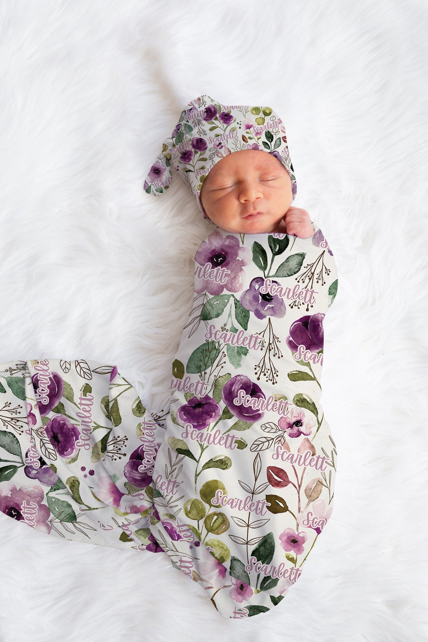 Personalized Floral Swaddle Set