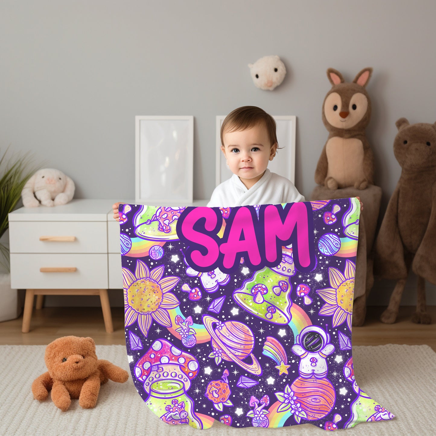 Personalized Space Toddler Blanket