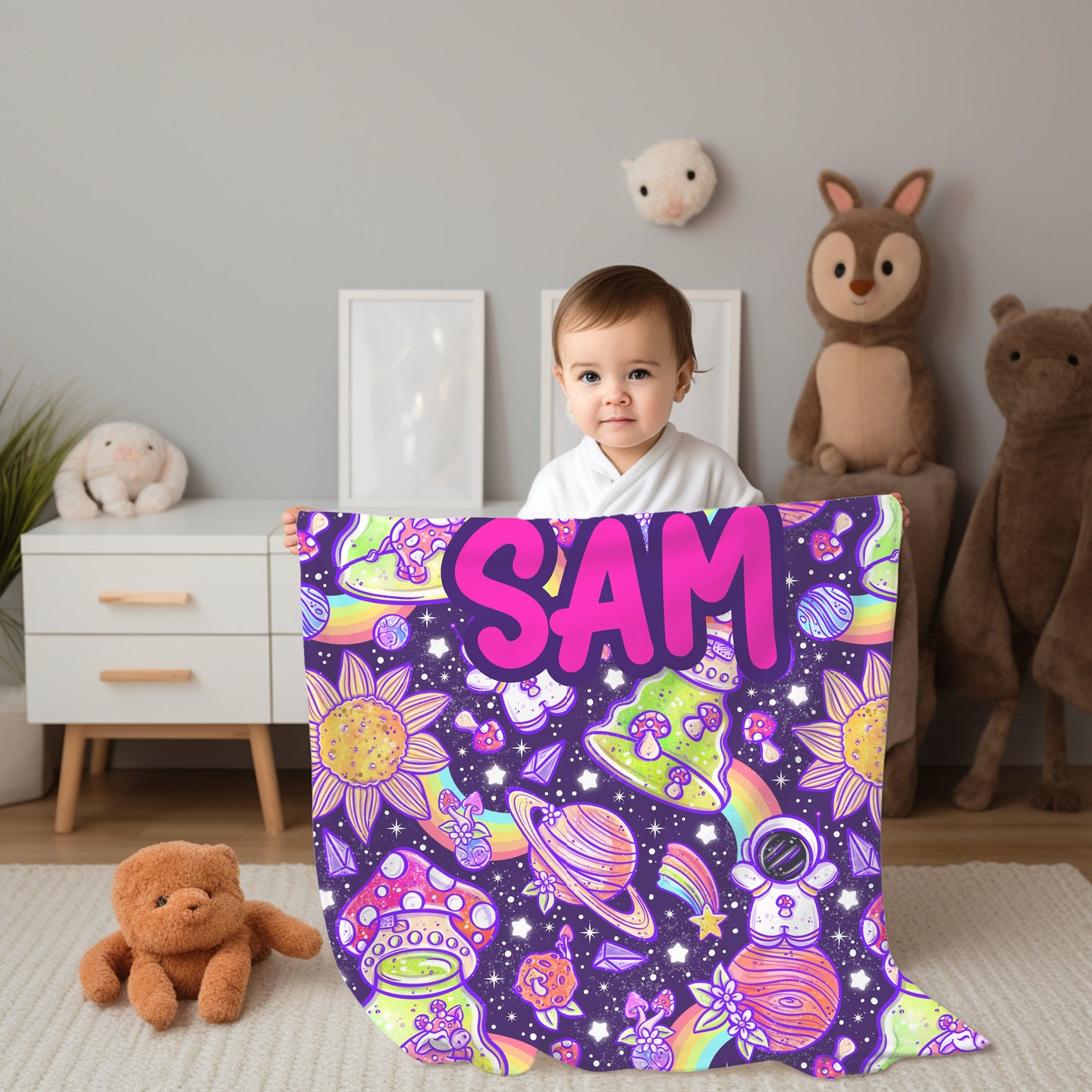 Personalized Space Toddler Blanket