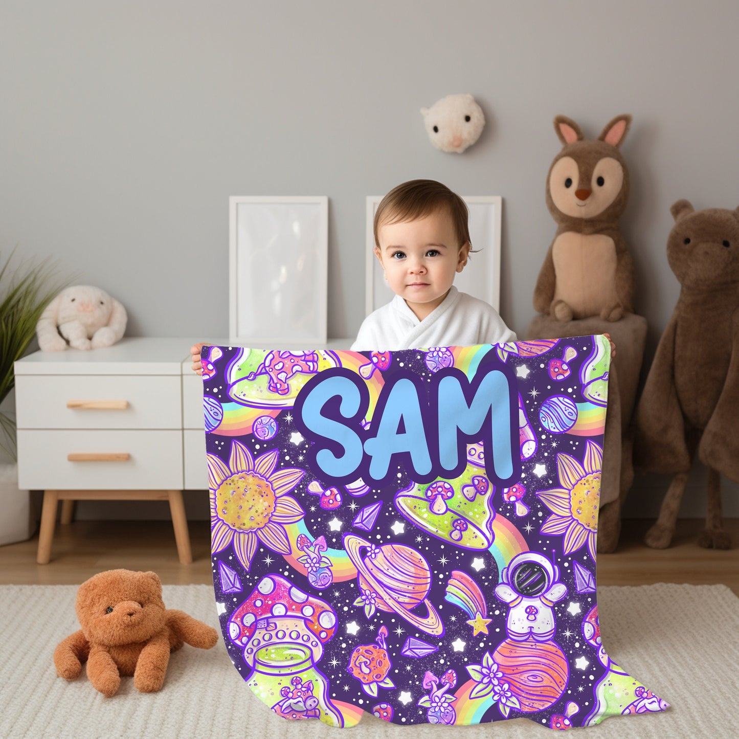 Personalized Space Toddler Blanket