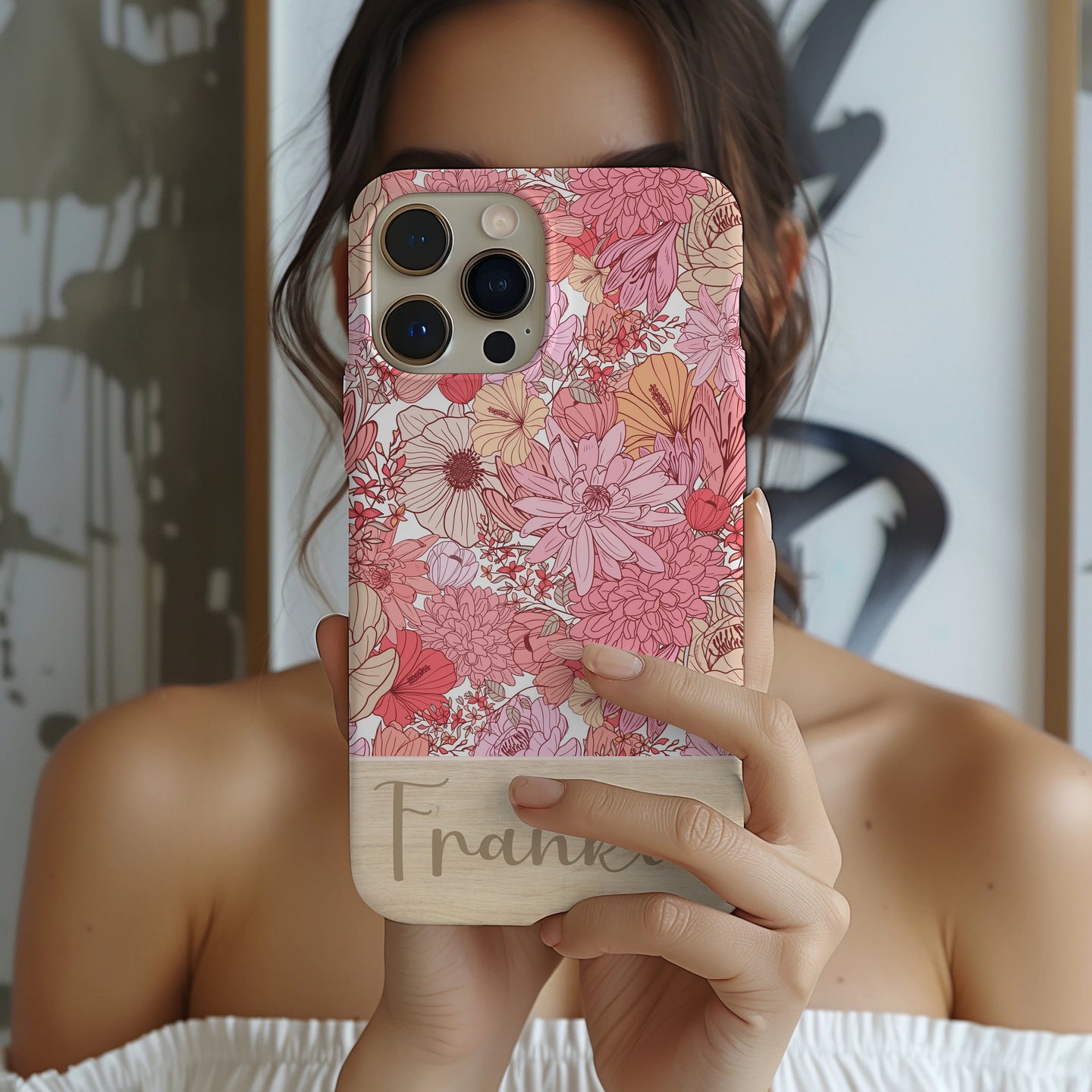 Personalized Pink Floral Tough Phone Case for iPhone, Samsung and Google Phones