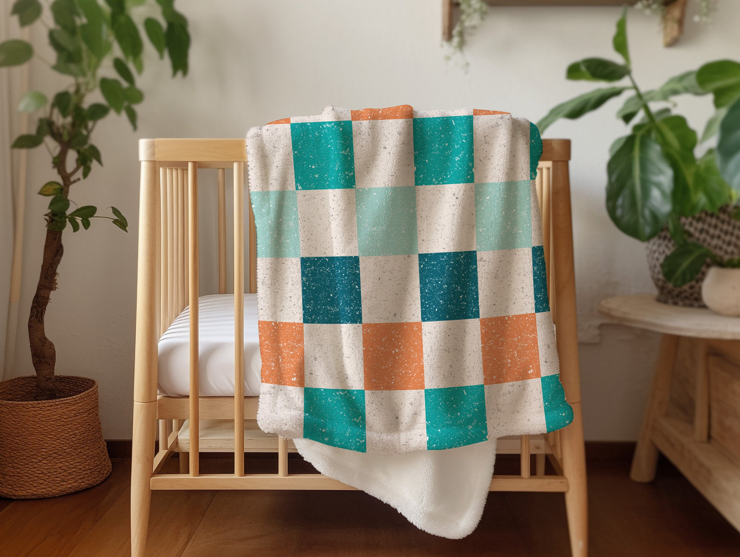 Personalized Checkered blanket for boy, Blue checker throw, birthday gift for him custom name blanket baby shower gift birthday gift for boy