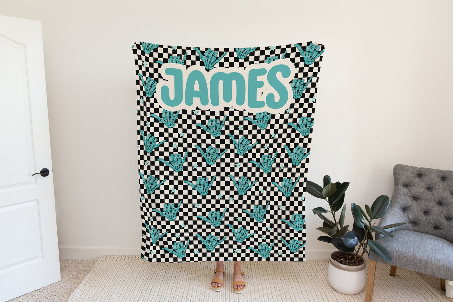 Personalized Boy Skeleton Blanket