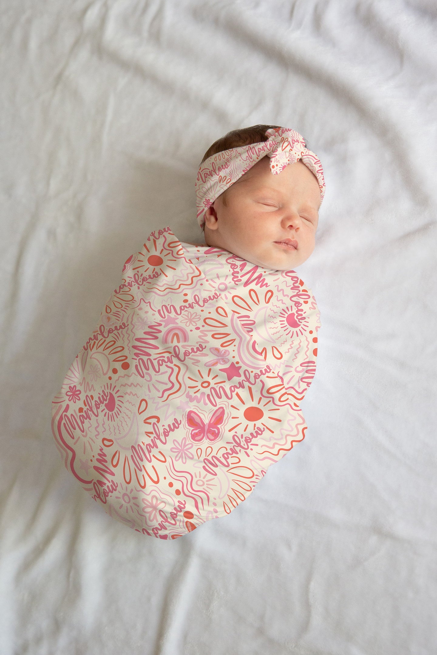 Personalized Pink Baby Swaddle Set