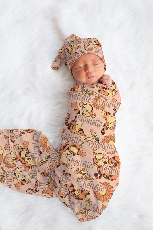 Personalized Tigger Swaddle Set