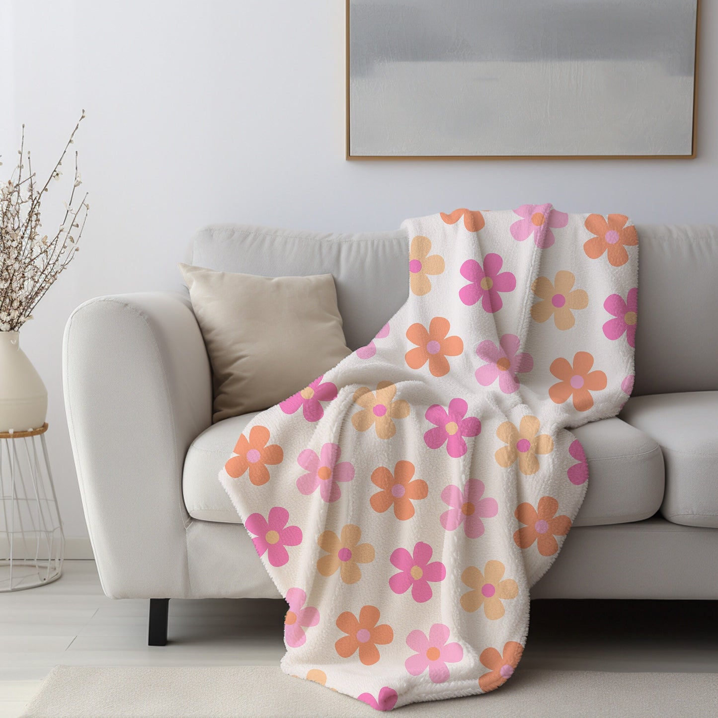 Personalized floral Blanket pink, groovy floral blanket, pink floral blanket, pastel floral blanket, toddler blanket, groovy home decor