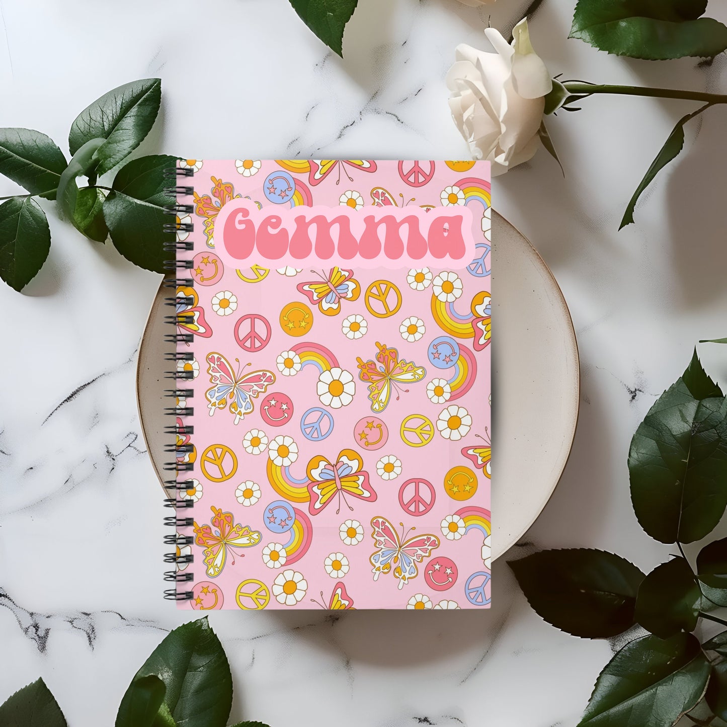 Personalized Groovy Spiral Notebook