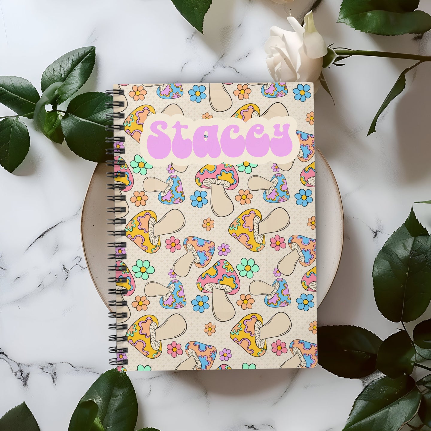 Personalized Mushroom Spiral Notebook