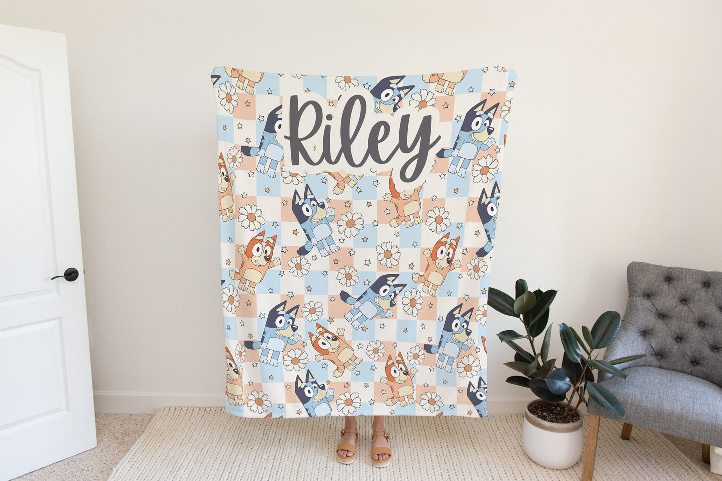 Personalized Boho Bluey Blanket