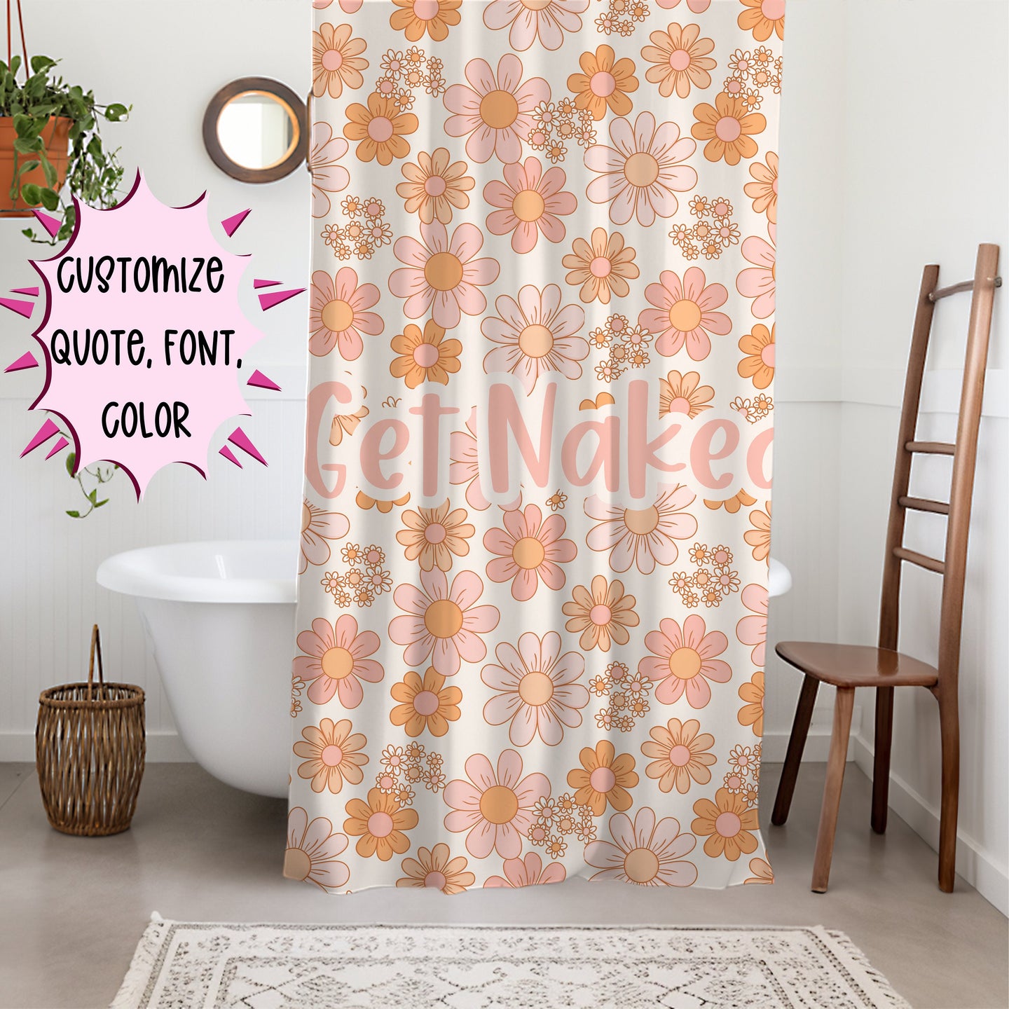 Personalized Boho Shower Curtain