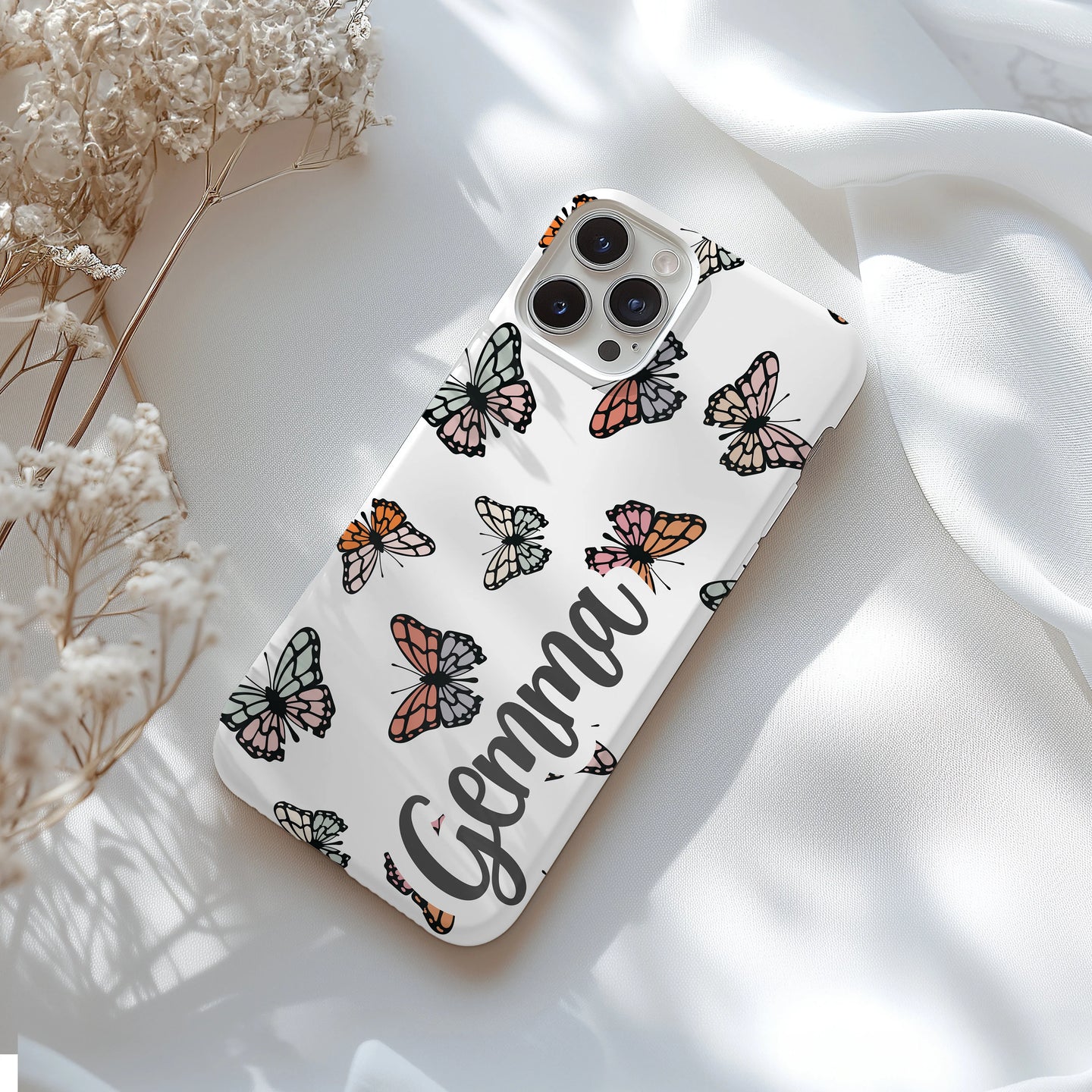 Personalized Butterfly Tough Phone Case for iPhone, Samsung and Google Phones