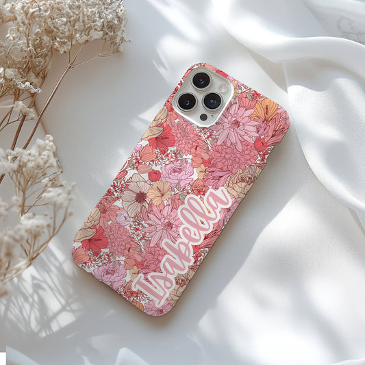 Personalized Floral Tough Phone Case for iPhone, Samsung and Google Phones