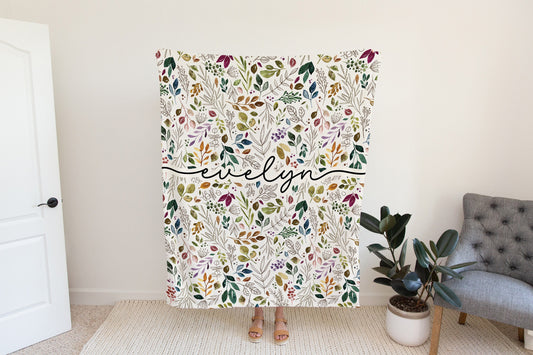 Personalized Vintage Floral Blanket