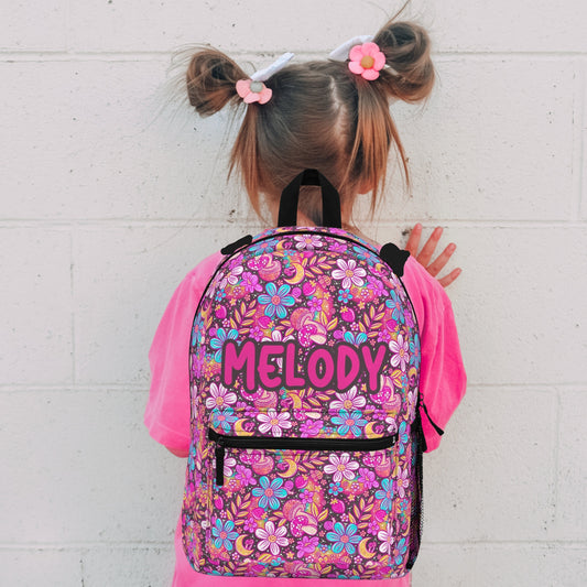 Personalized Kids School Backpack Floral