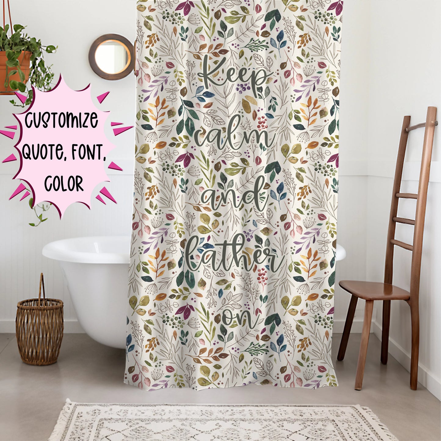 Personalized Floral Vintage Shower Curtain