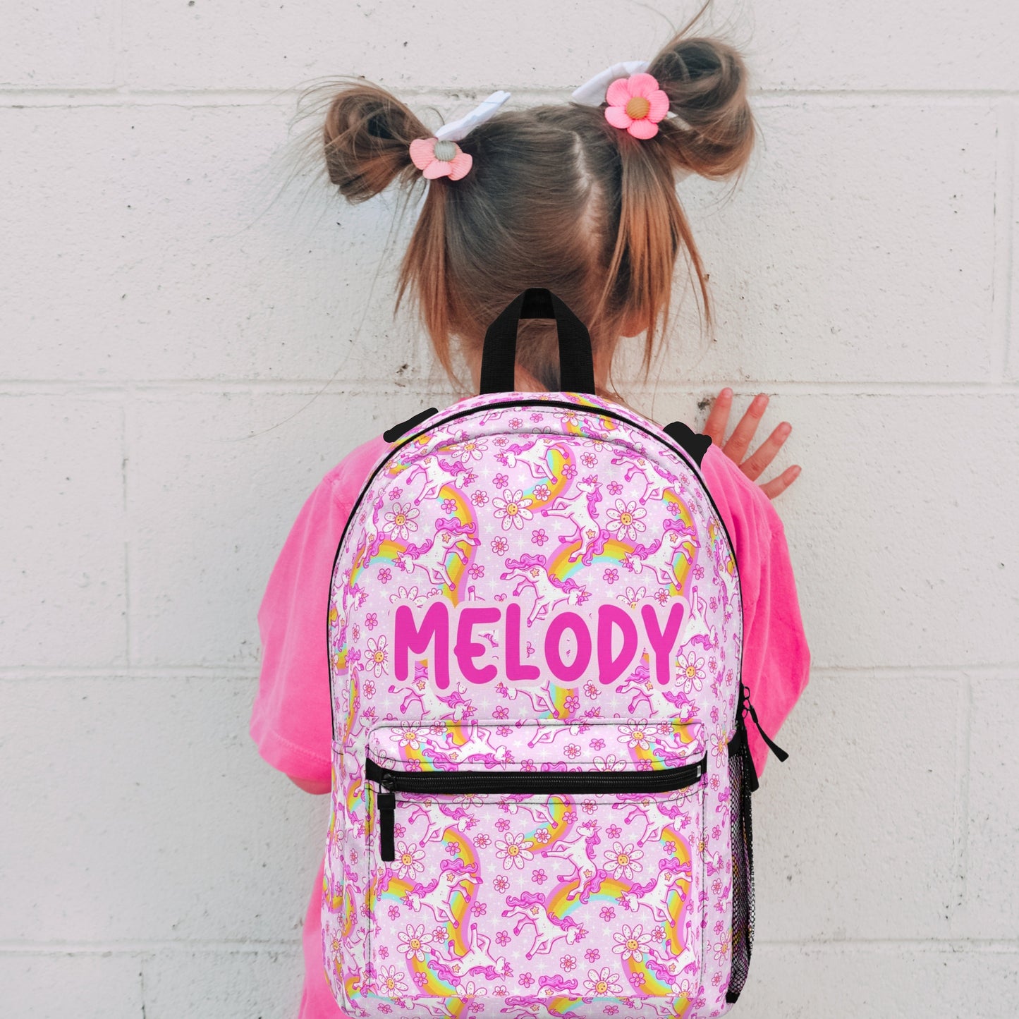 Personalized Kids School Backpack Pink Unicorn