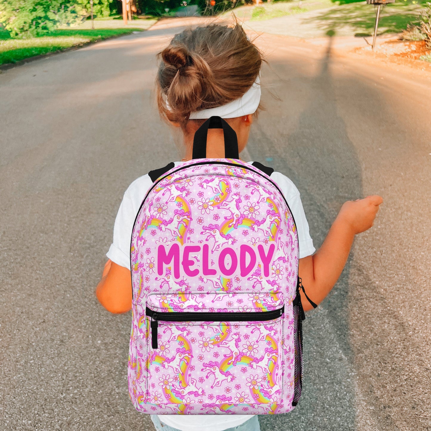 Personalized Kids School Backpack Pink Unicorn