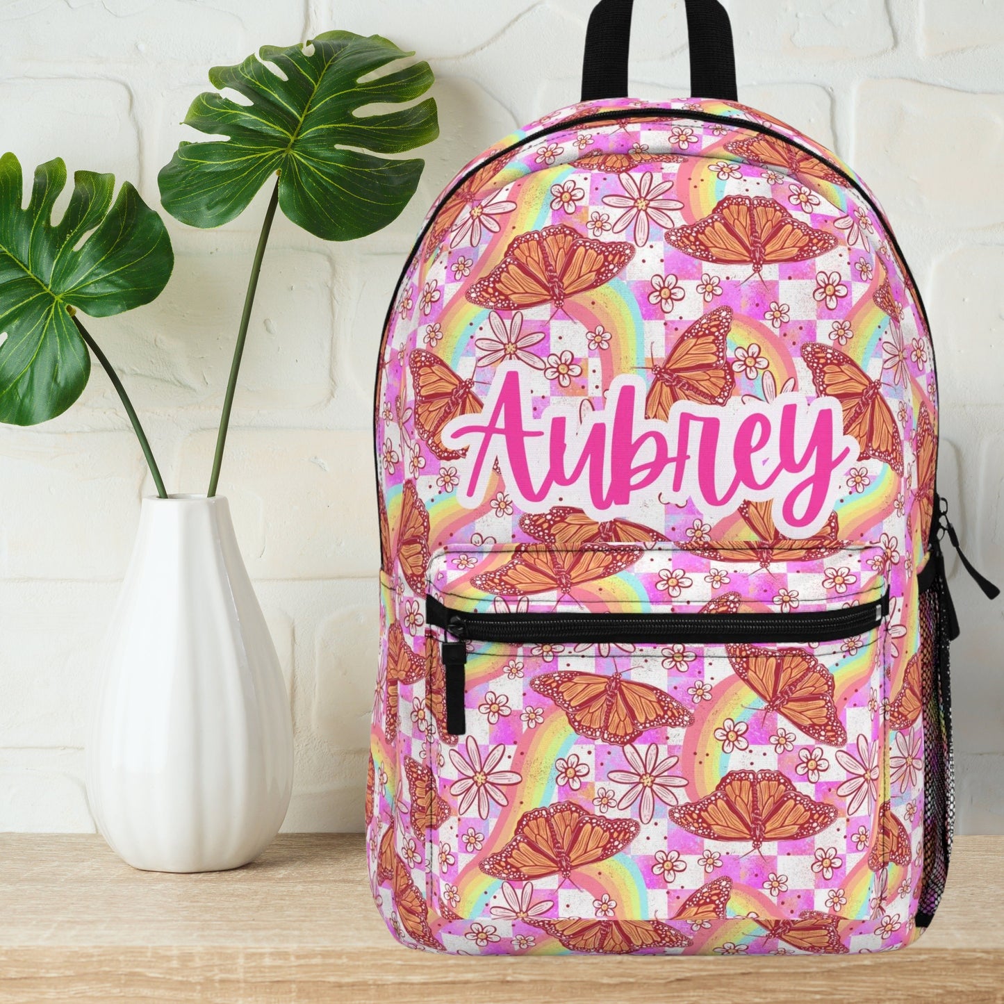 Personalized Kids School Backpack Butterfly Rainbows