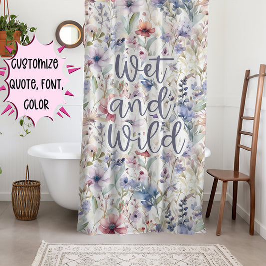 Personalized Boho Floral Shower Curtain