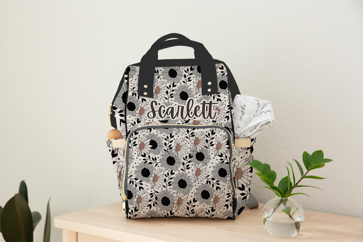 Personalized Floral Diaper Backpack