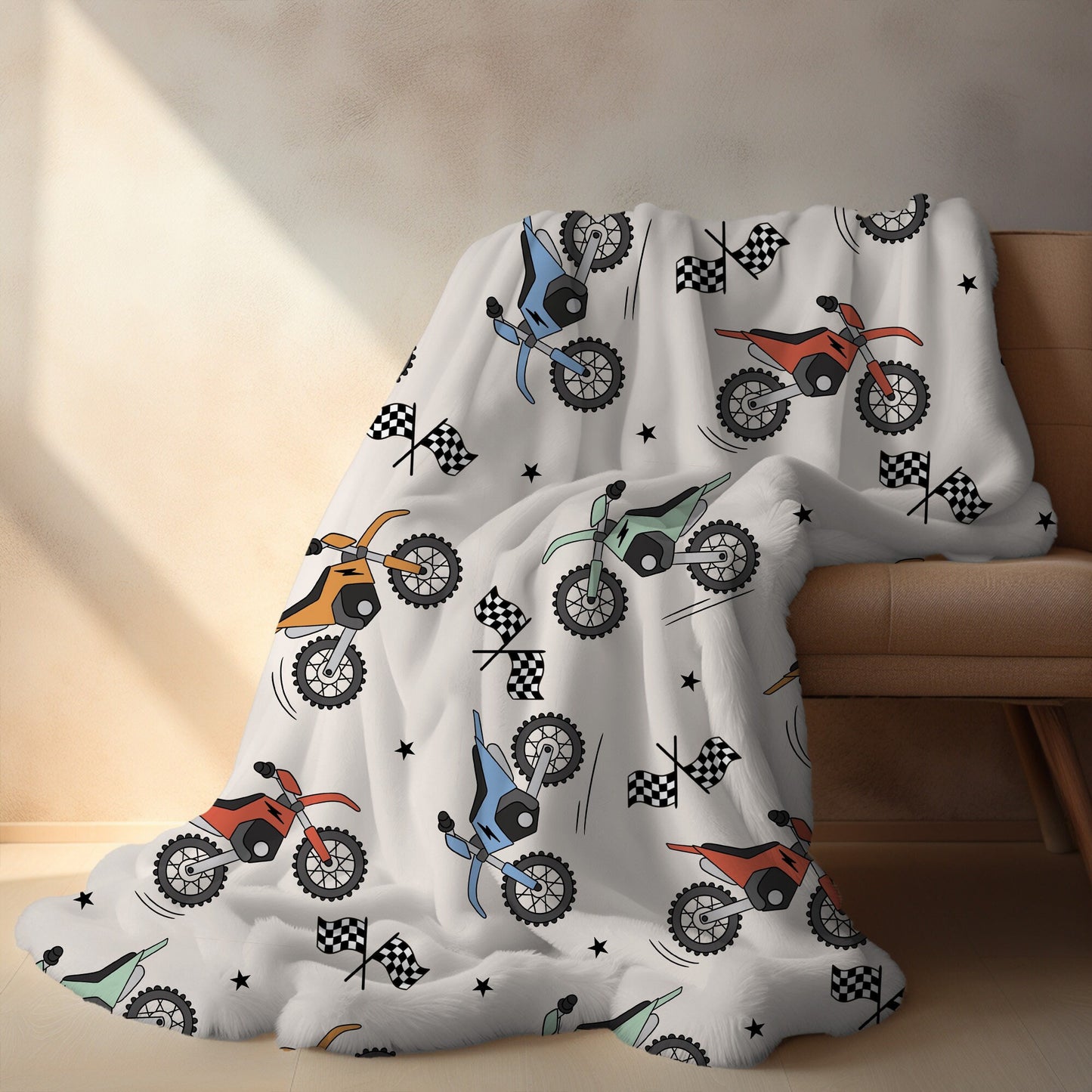 Personalized blanket for boys, Dirt Bike blanket, boys baby blanket, birthday gift for him, custom name baby blanket, baby shower gift