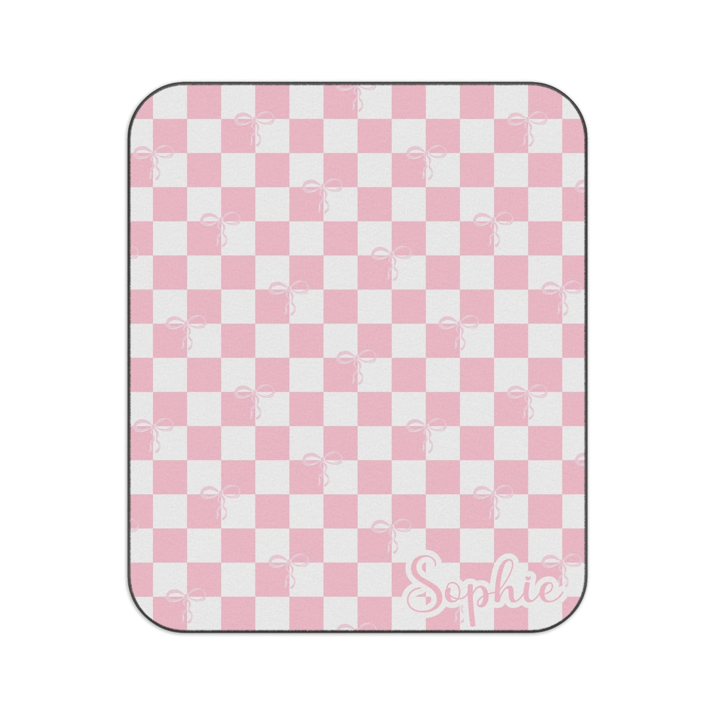 Personalized Pink Coquette Bow Picnic Blanket Waterproof