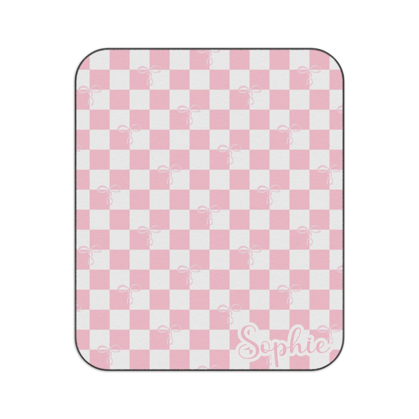 Personalized Pink Coquette Bow Picnic Blanket Waterproof