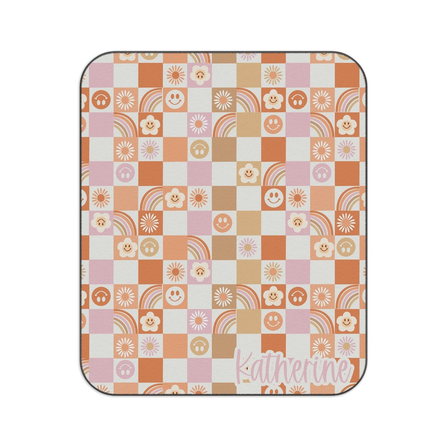 Personalized Groovy Retro Checker Picnic Blanket Waterproof