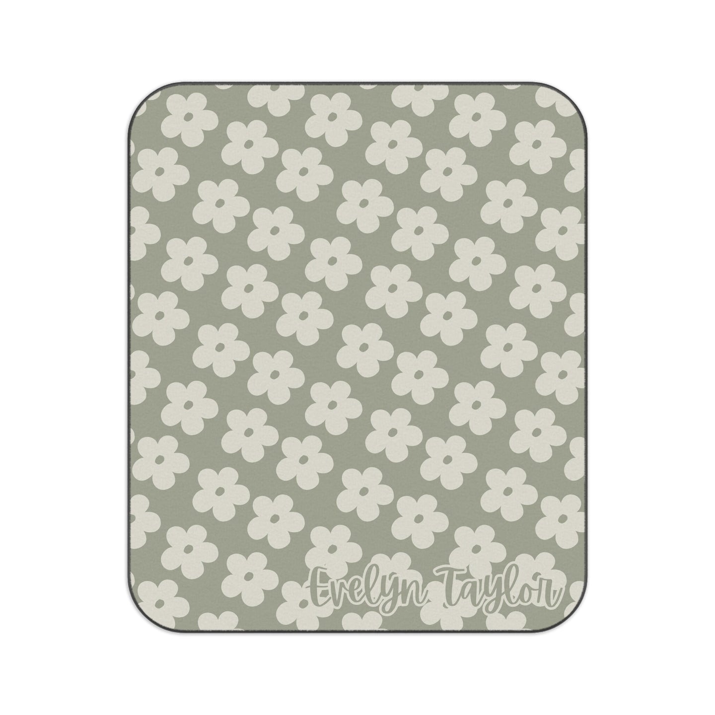 Personalized Retro Green Floral Picnic Blanket Waterproof