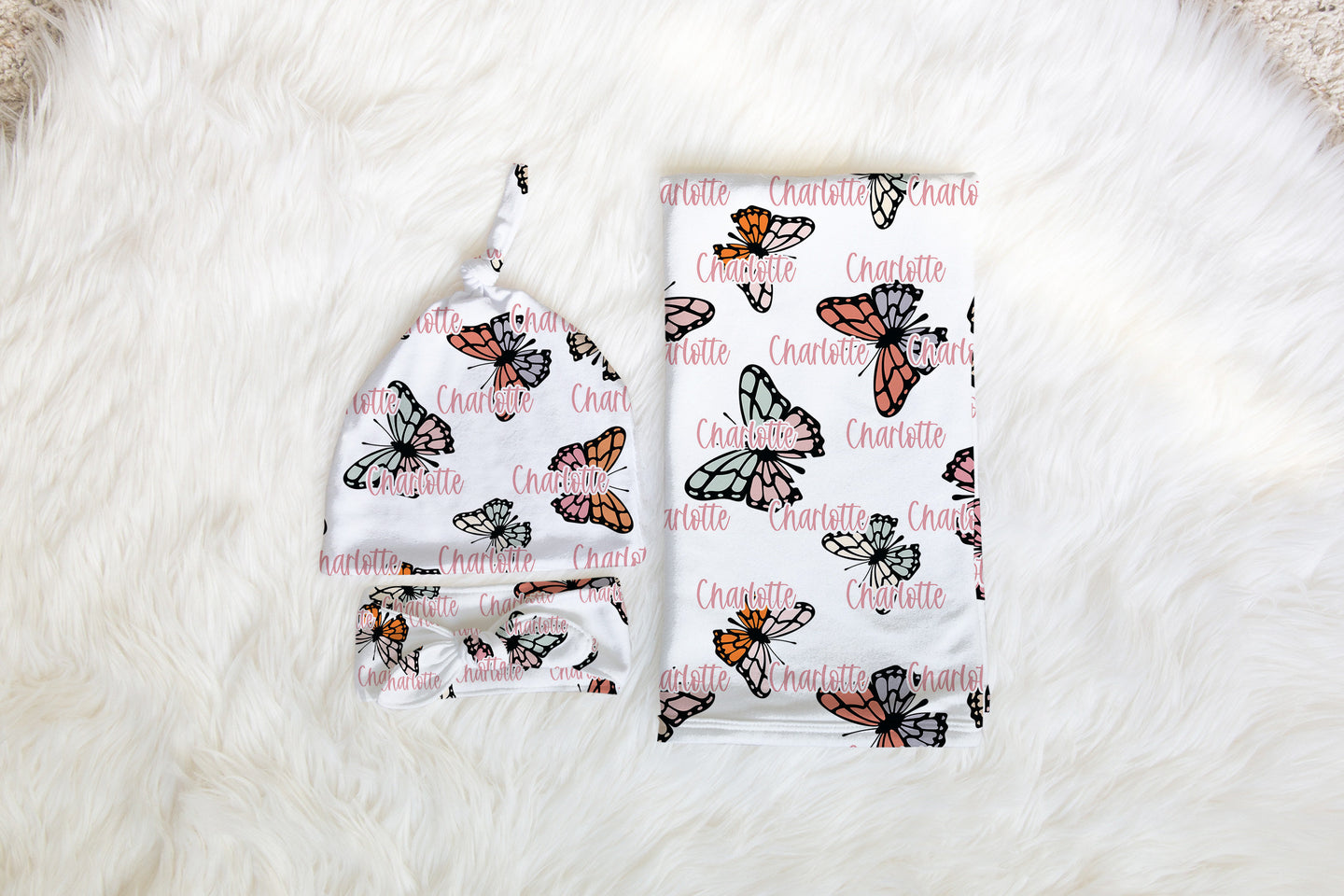 Personalized Butterfly Swaddle Set