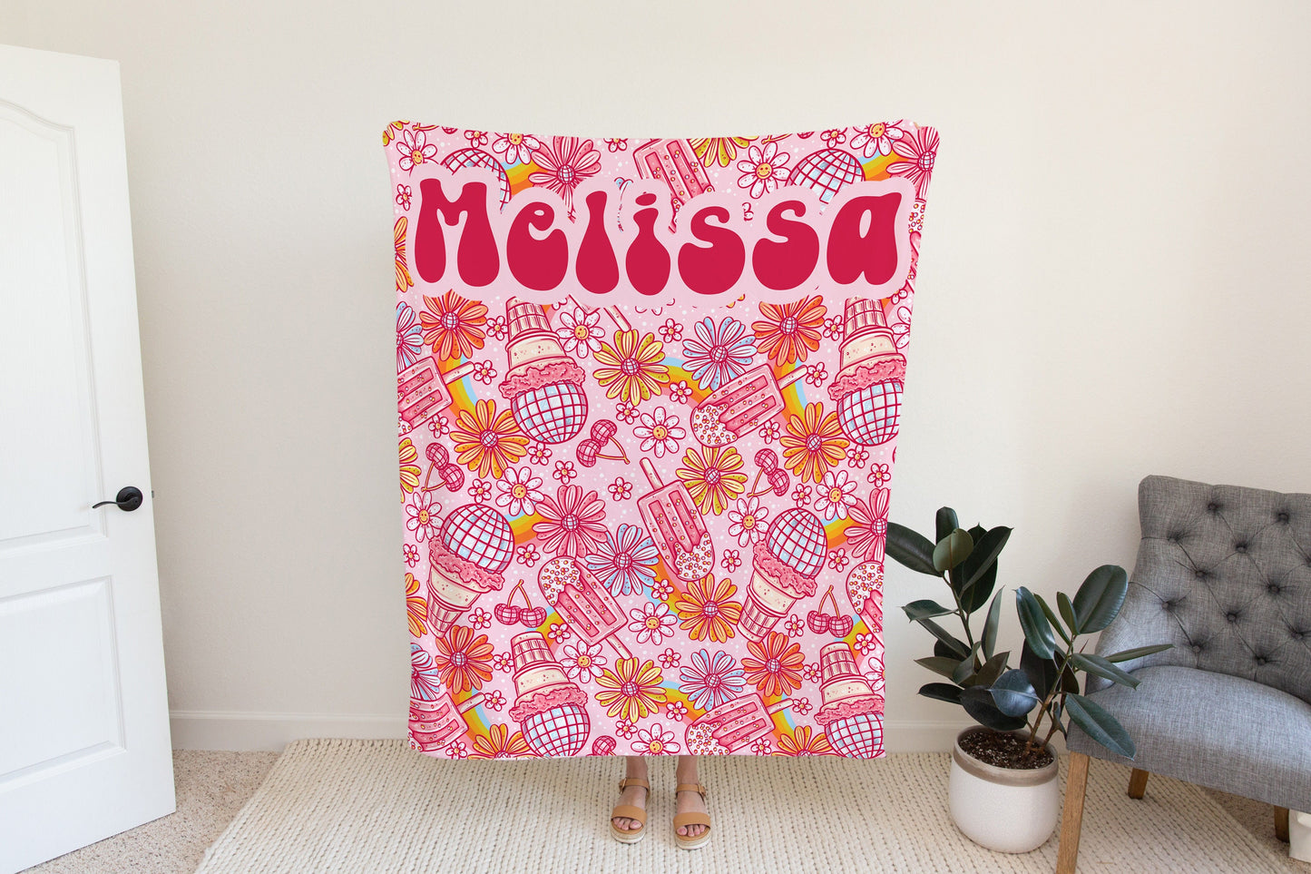 Personalized Pink Groovy Blanket