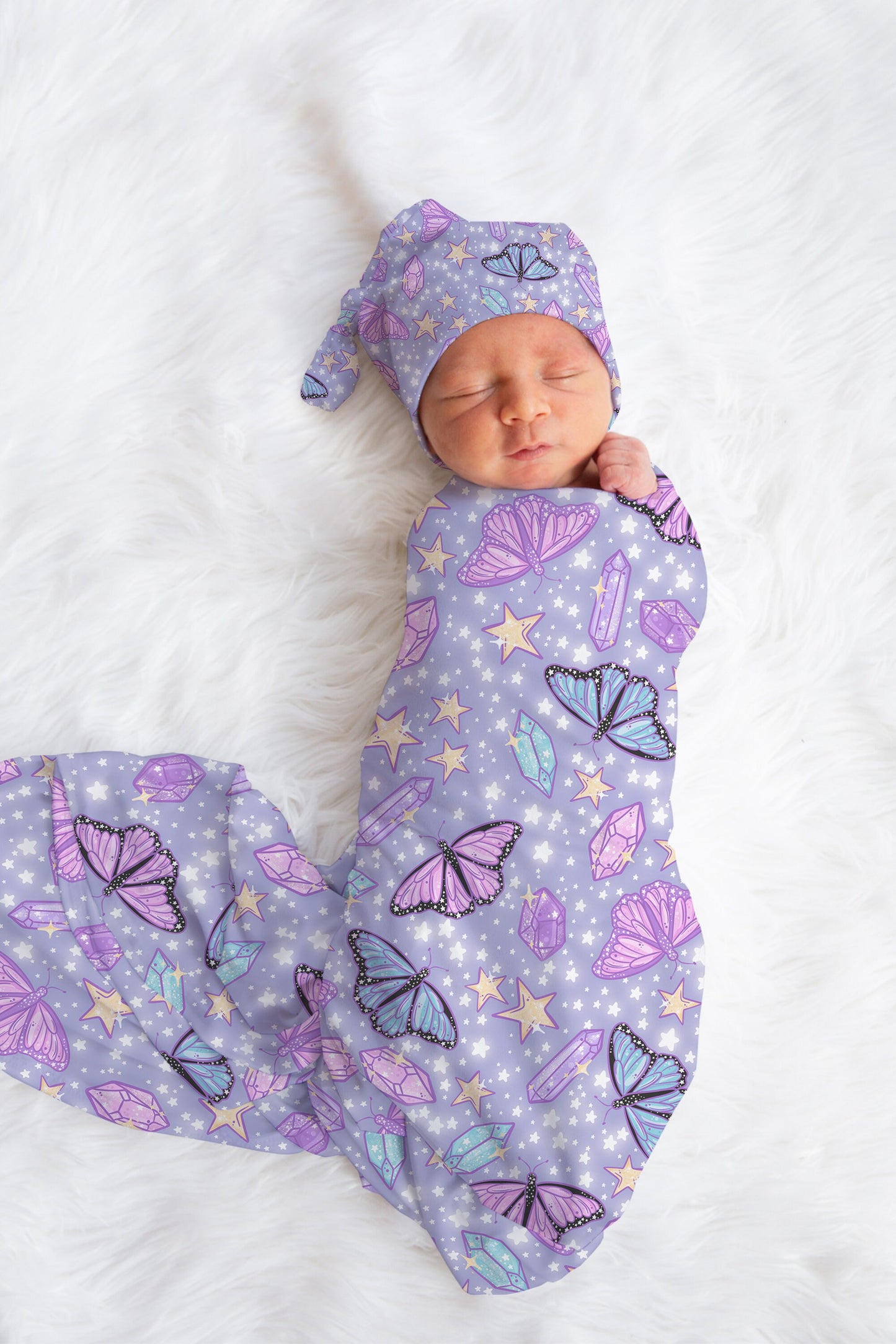 Whimsical Butterfly Swaddle Bow / Hat Set for Newborn