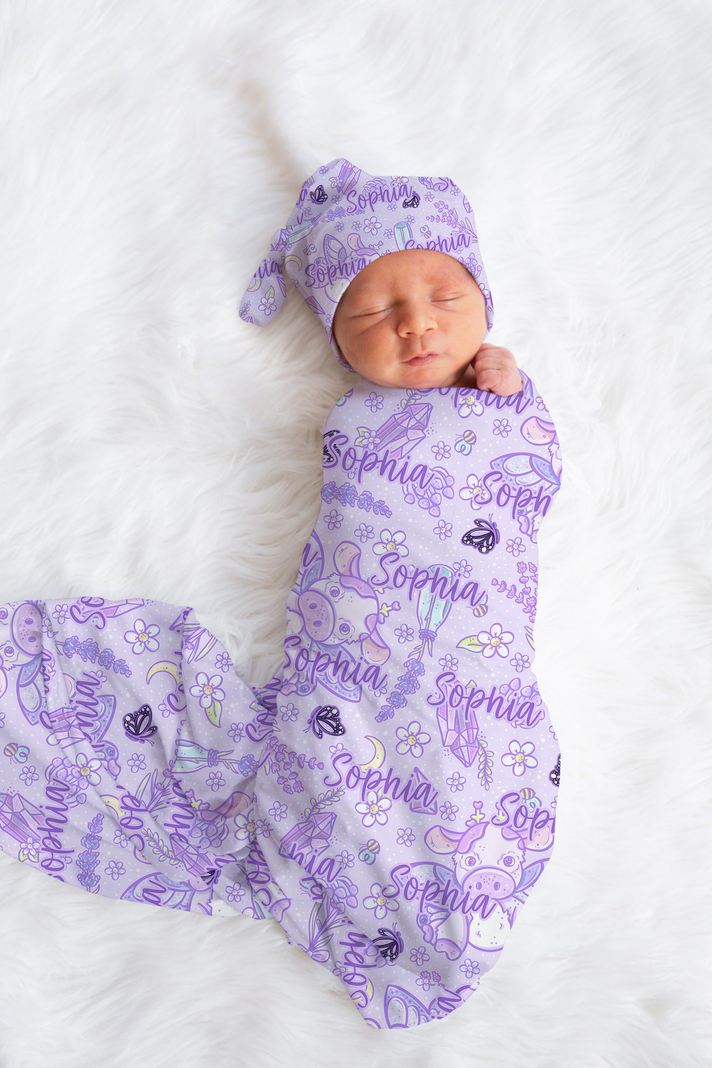 Purple Whimsical Swaddle Set