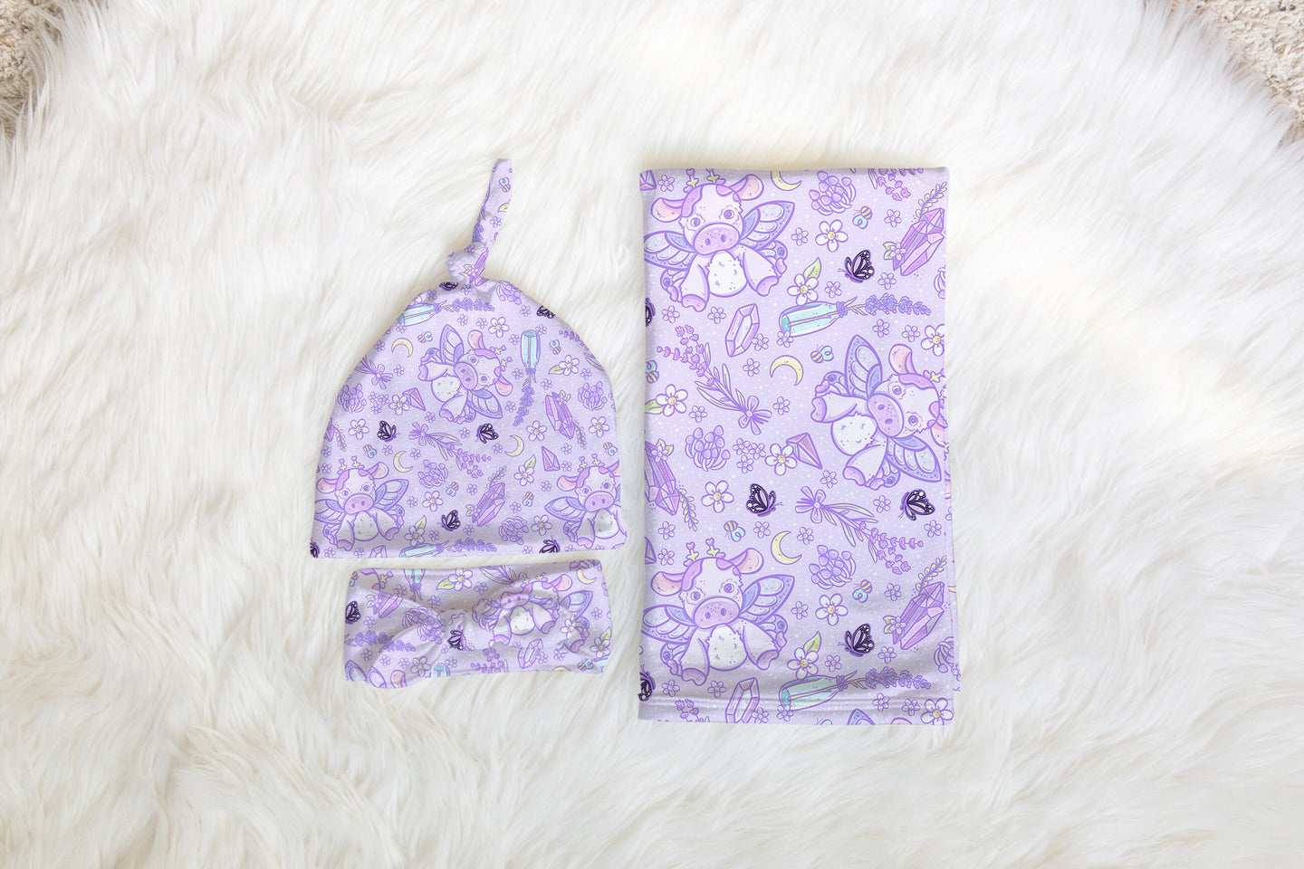 Purple Whimsical Swaddle Set