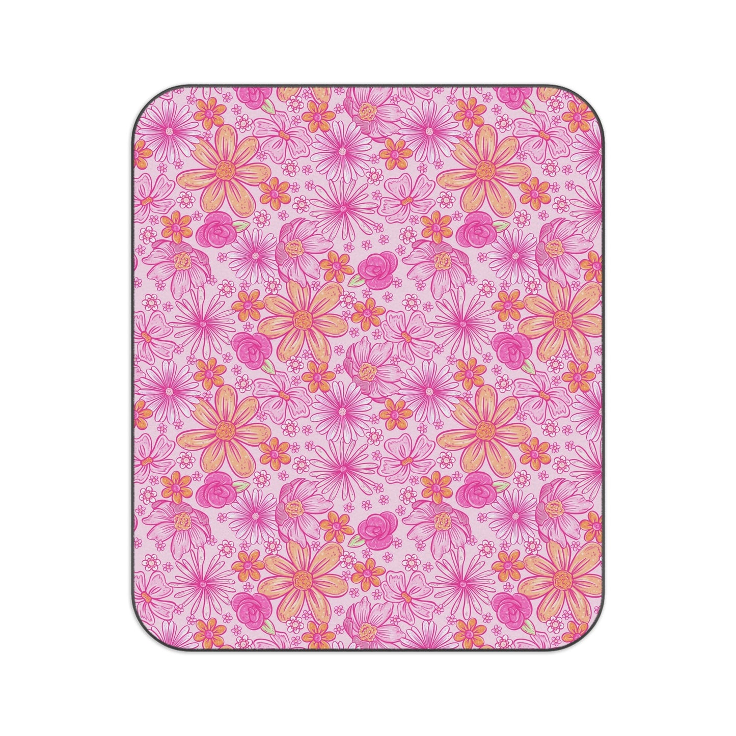 Personalized Pink Floral Picnic Blanket Waterproof