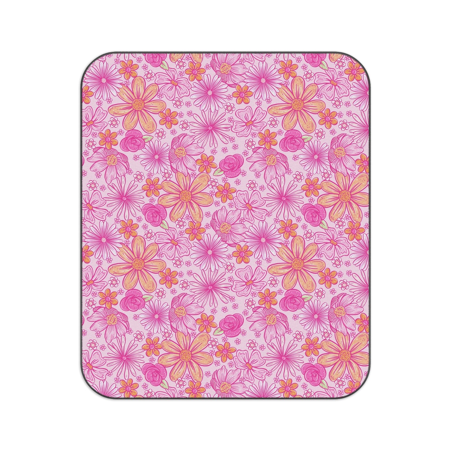 Personalized Pink Floral Picnic Blanket Waterproof