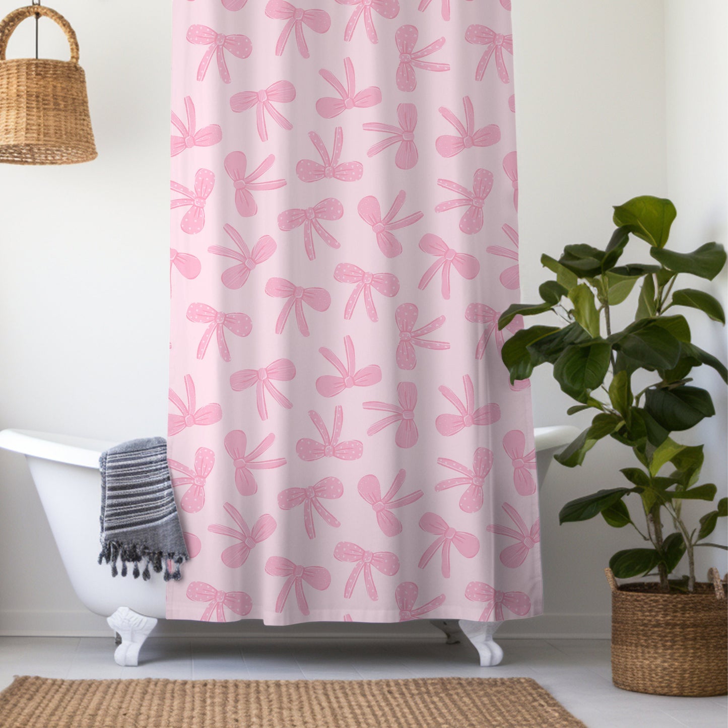 Personalized Pink Coquette Bow Shower Curtain