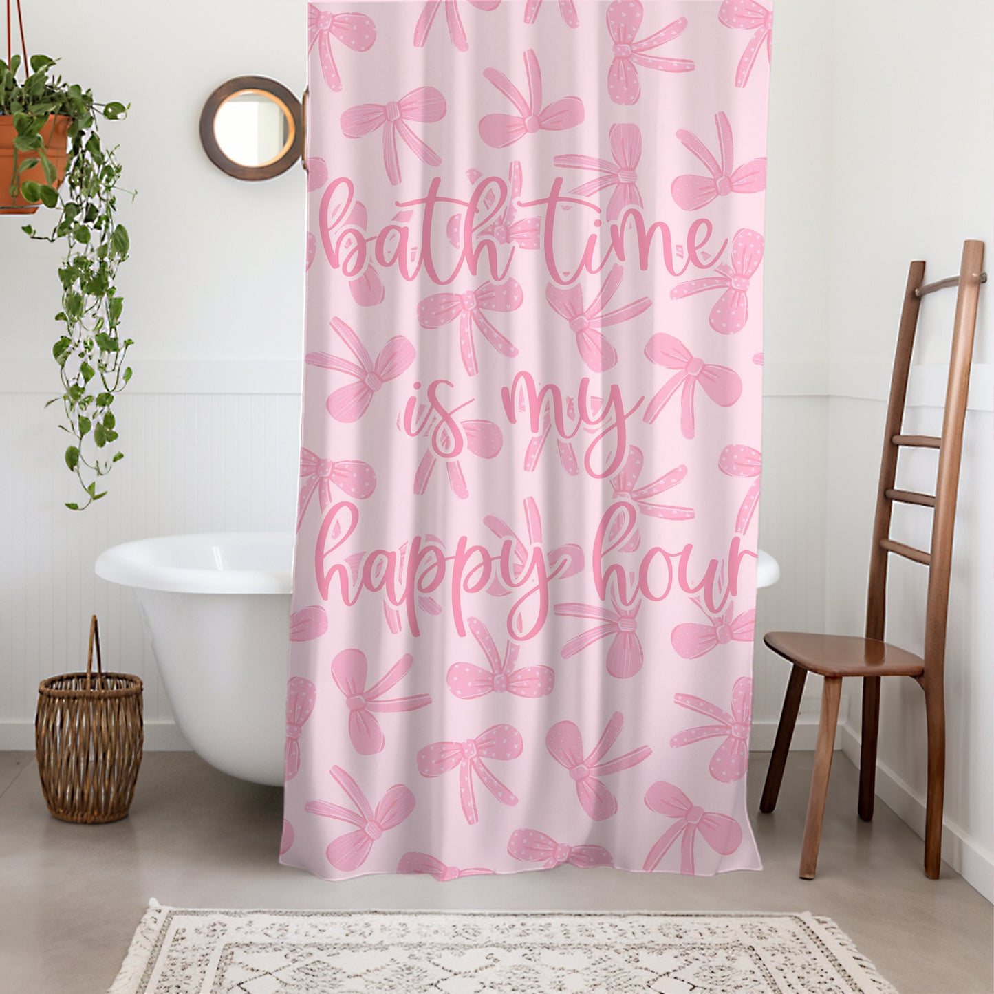 Personalized Pink Coquette Bow Shower Curtain