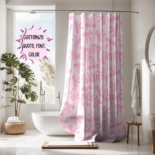 Personalized Pink Coquette Bow Shower Curtain