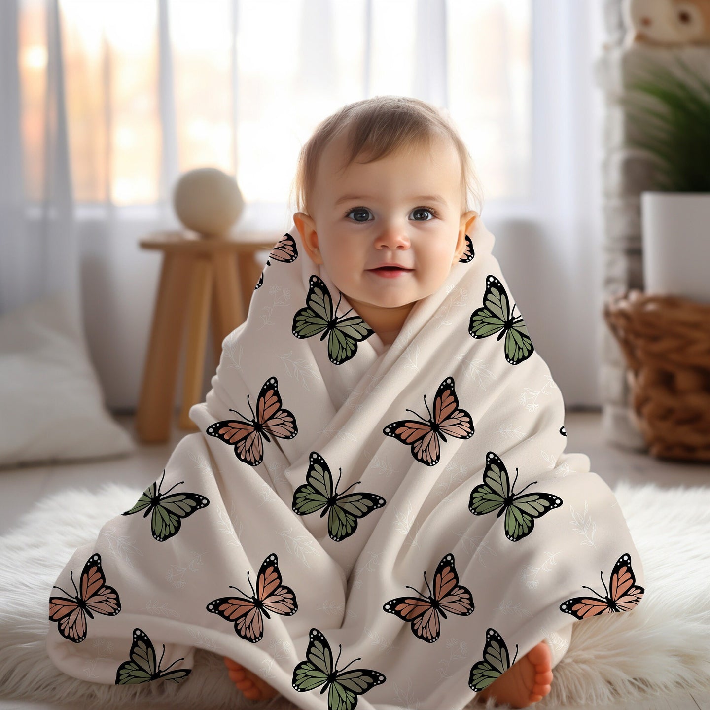 Personalized Boho Blanket Butterfly