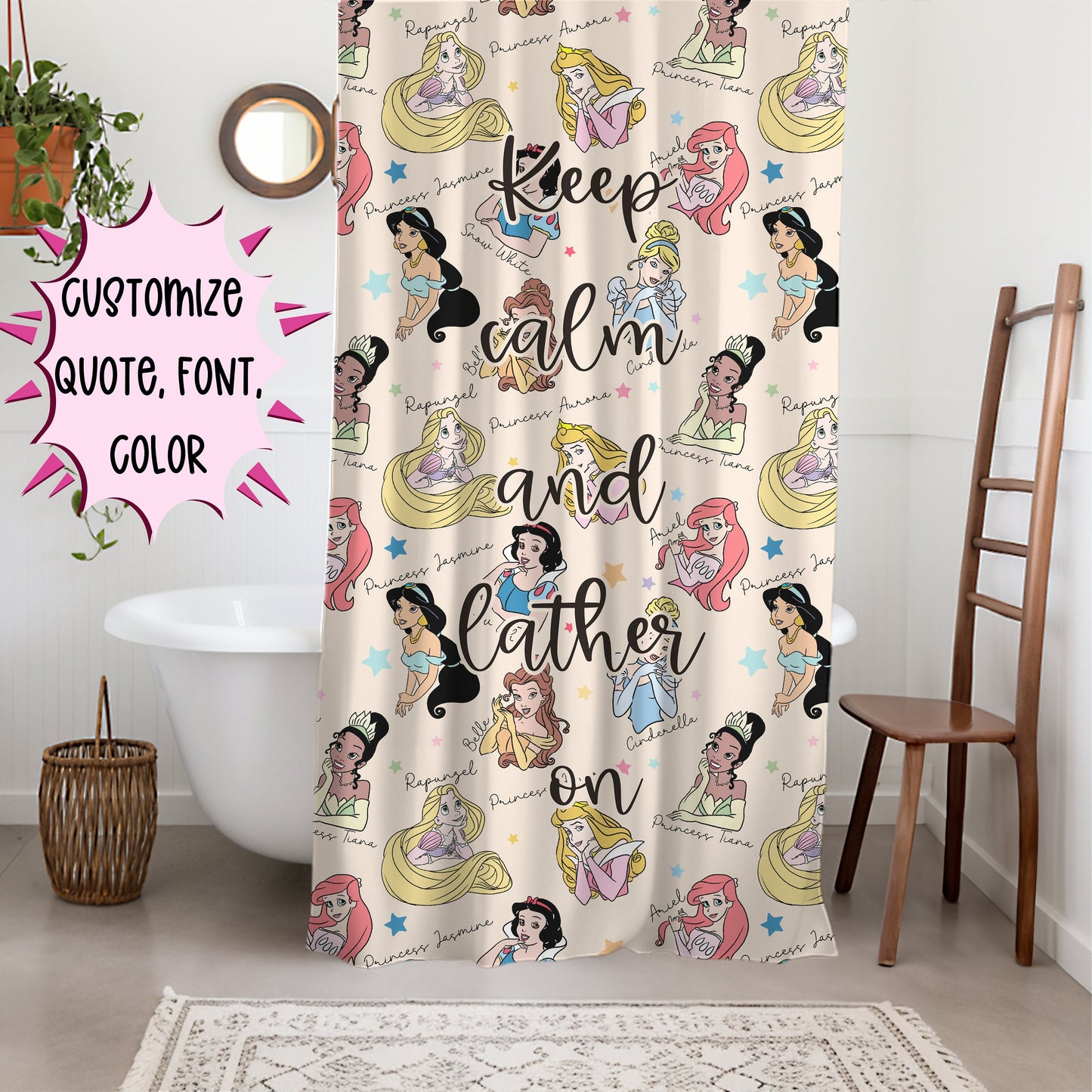 Personalized Disney Princess Shower Curtain