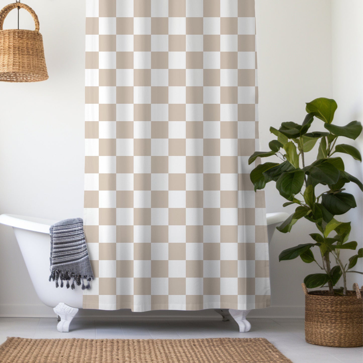 Personalized Checkered Shower Curtain