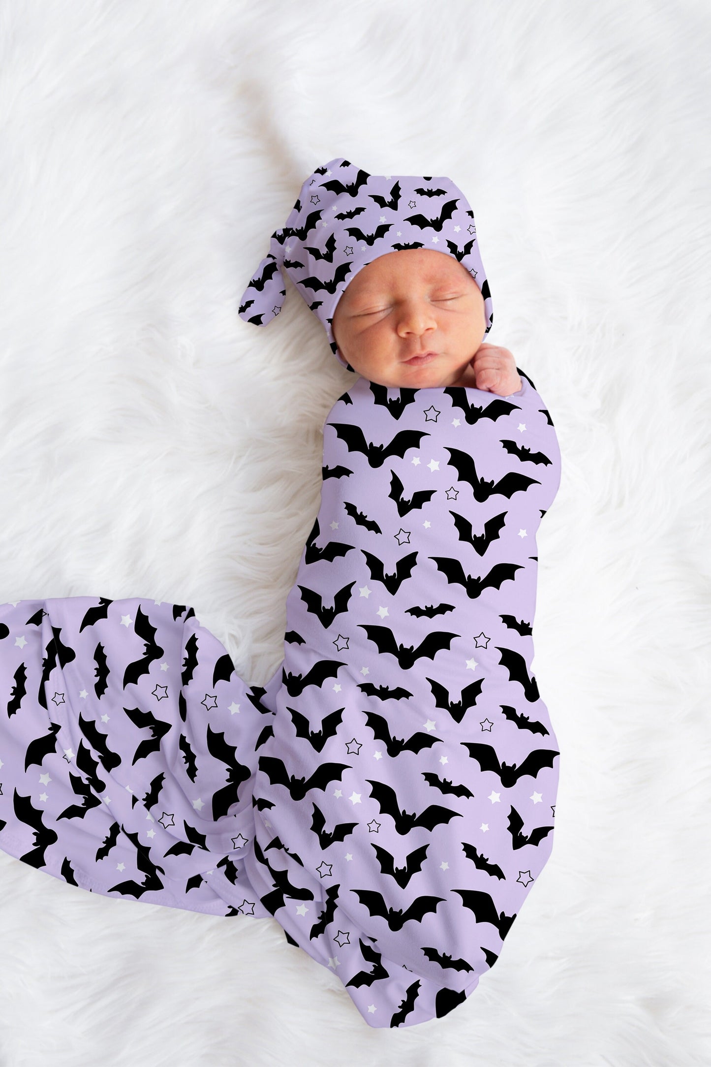 Personalized fall bats Newborn Swaddle Set, purple halloween Swaddle Bow Set, Fall Swaddle Hat set, Custom name Newborn announcement outfit
