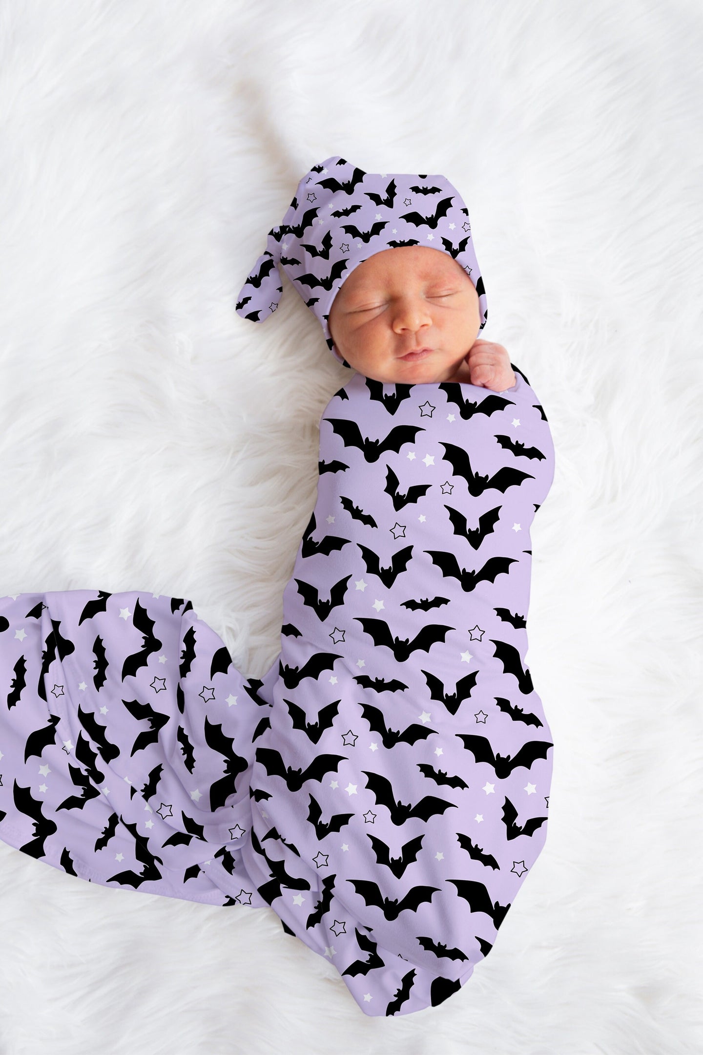 Personalized fall bats Newborn Swaddle Set, purple halloween Swaddle Bow Set, Fall Swaddle Hat set, Custom name Newborn announcement outfit