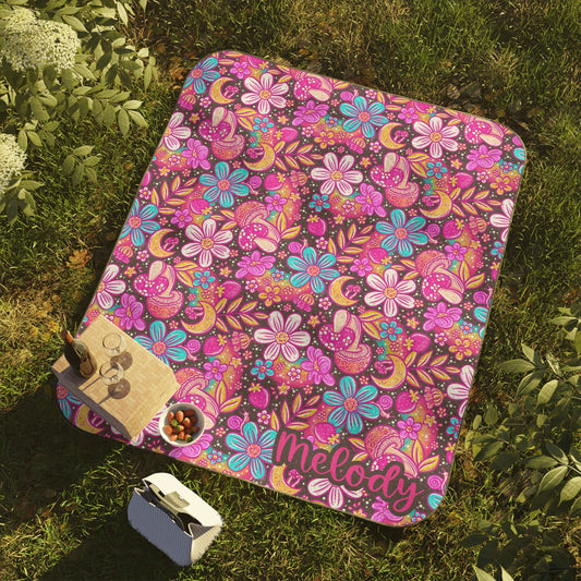 Personalized Floral Picnic Blanket Waterproof